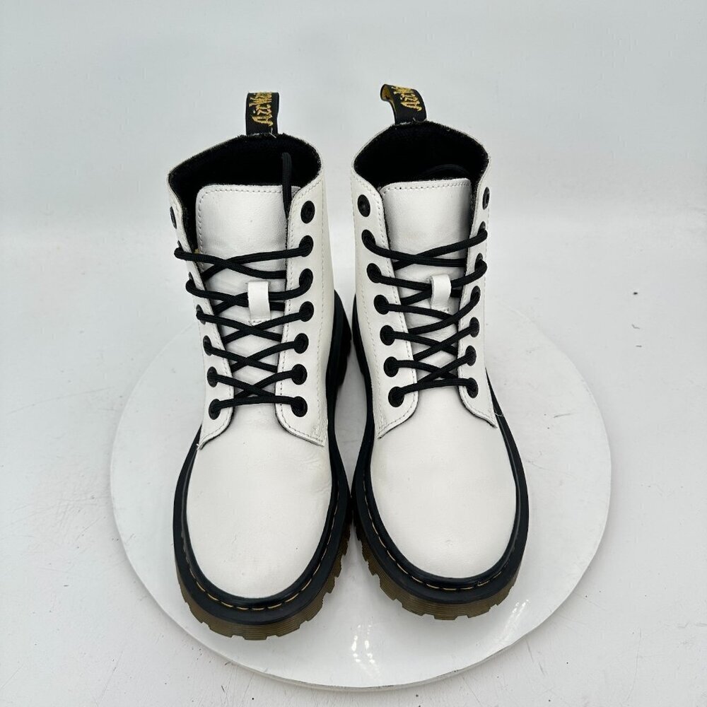 Dr. Martens Luana Women Size 5 White Leather Yellow Stitching Combat Boot - Picture 3 of 11